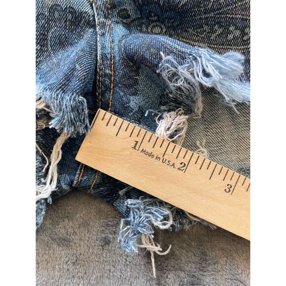 Citizens of Humanity Chloe Jean Shorts Womens 27 Blue Paisley Cut Off Button Fly - Picture 9 of 12